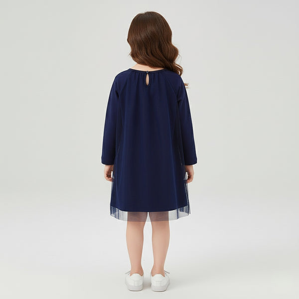 Girls Autumn Long Sleeve Princess Dress with Love Heart Gauze - Sizes 2T to 7T