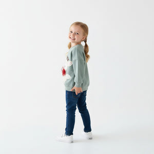 Girls Reindeer Red Bow Tie Sweatshirt - Holiday Pullover for Toddlers & Kids