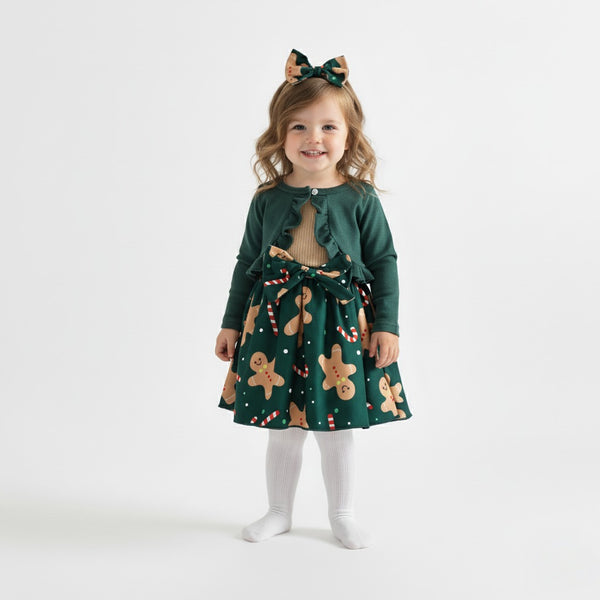 Baby & Toddler Girls’ Christmas Dress with Cardigan & Headband Set (3M–3T)