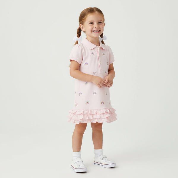 Toddler & Kids Rainbow Ruffle Polo Dress