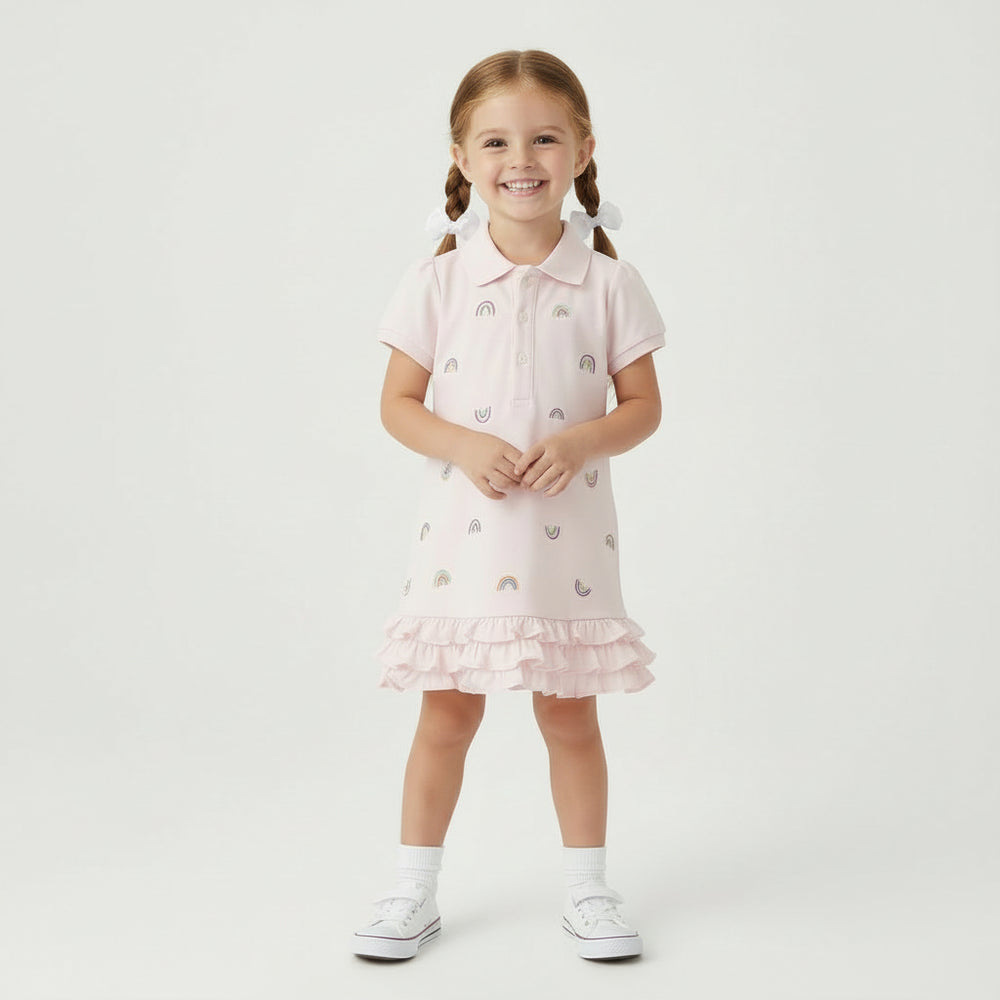 Toddler & Kids Rainbow Ruffle Polo Dress