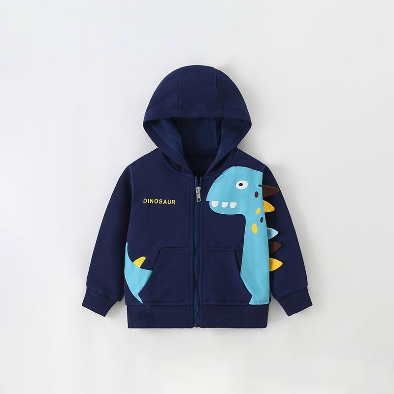 Toddler & Kids Navy Dinosaur Zip-Up Hoodie - Yarafly