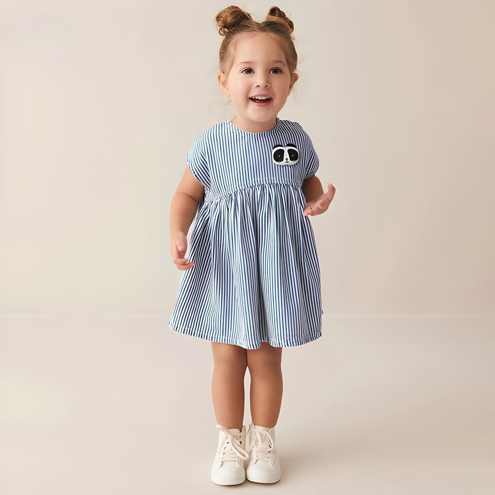 Toddlers & Kids Striped Panda Patch Dress