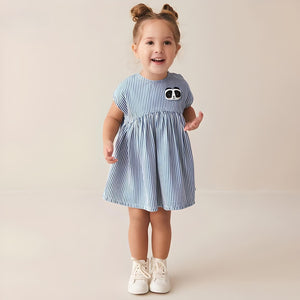 Toddlers & Kids Striped Panda Patch Dress