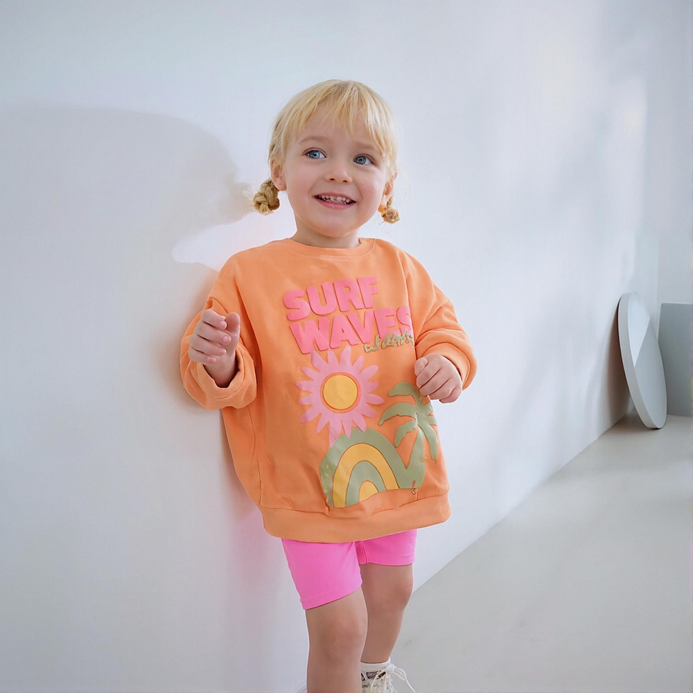 Toddler & Kids Orange "Beach Days" Sweatshirt - Yarafly
