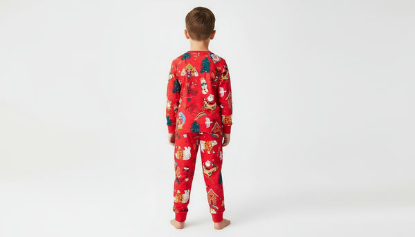 Toddler & Kids Red Christmas Storybook Pajama Set (3T–8T)