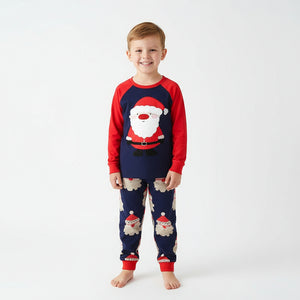 Red and Navy Blue Santa Pajama Set for Toddler and Kids Boys