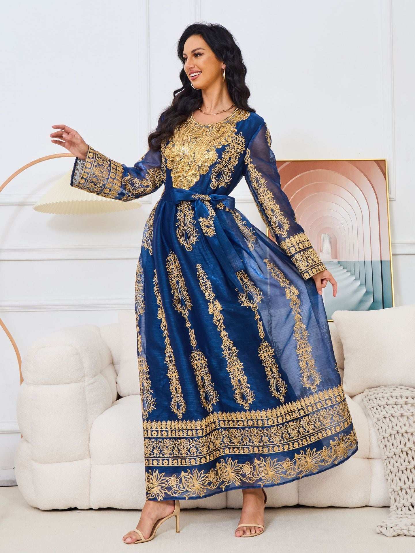 Ghalia Midnight Blue Jalabiya Dress - Yarafly 