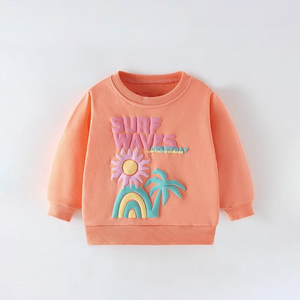 Toddler & Kids Orange "Beach Days" Sweatshirt - Yarafly