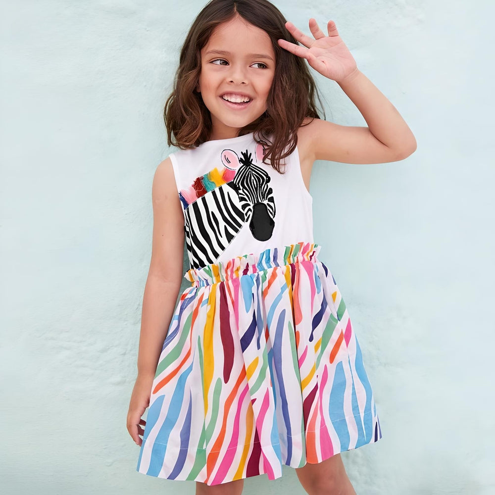Toddlers & Kids Rainbow Zebra Dress