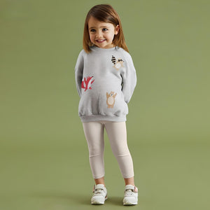 Grey Woodland Animal Appliqué Toddler & Kids Sweatshirt