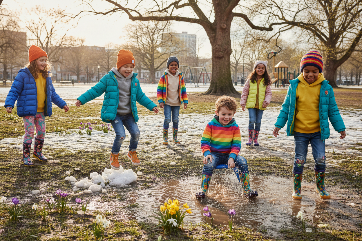 winter spring kids playing clothing brand